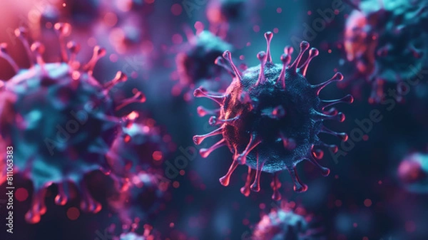 Fototapeta Virus molecules, science background
