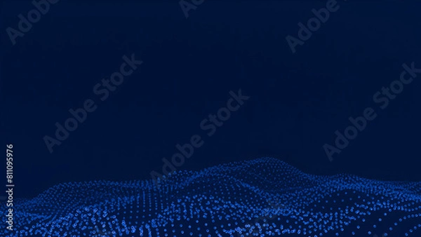 Fototapeta 3K Dynamic blue particle wave. IT abstract background