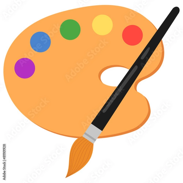 Obraz art palette with paint brushes illustration
