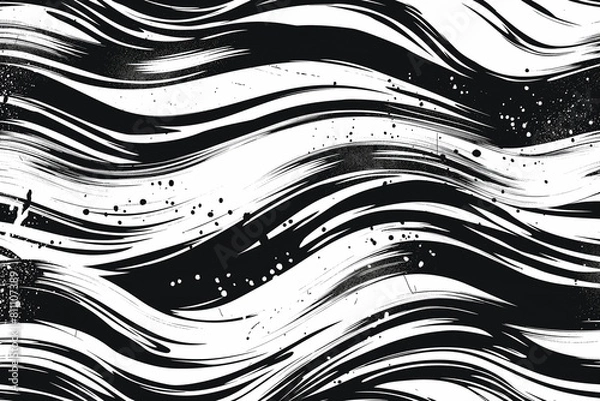 Fototapeta abstract background vector, Wavy and swirled brush strokes vector seamless pattern. Bold curved lines and squiggles ornament