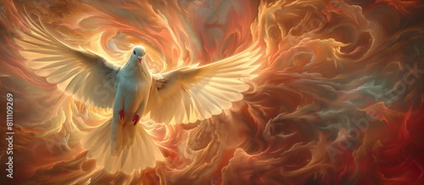 Obraz a dove of peace in fire