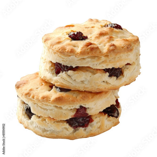 Fototapeta Classic British Scone cut out transparent isolated on white background PNG file