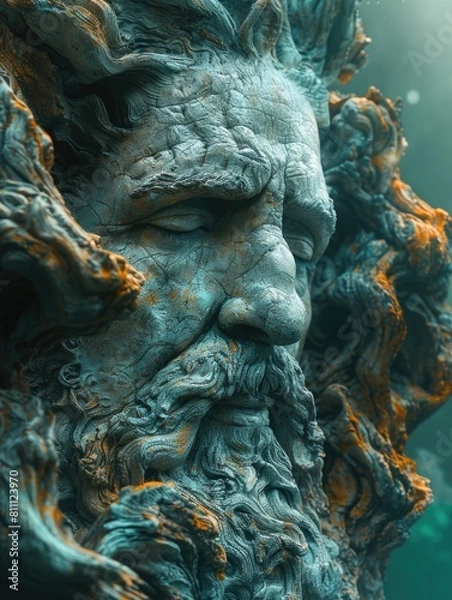 Fototapeta A detailed view of a man with a beard.