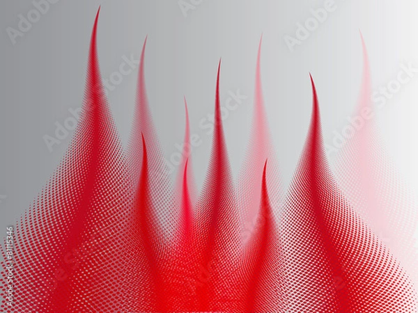 Fototapeta Abstract background with red flames with halftone effects