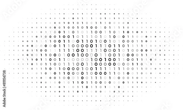 Obraz Vector streaming binary code background. Data and technology, decryption and encryption, computer background numbers 1,0. Coding or Hacker concept. Vector illustration.