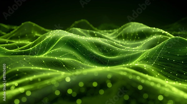 Fototapeta Stock market trading graph in green color as economy 3D illustration background. Trading trends and economic statistics.