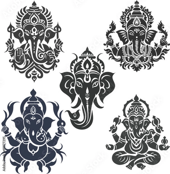 Obraz ganesha siluate Vector silhouette, graphic