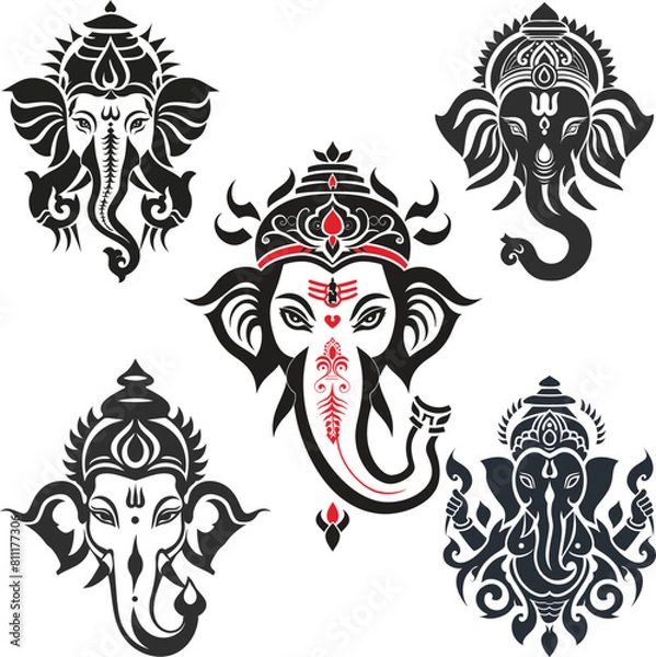 Obraz ganesha siluate Vector silhouette, graphic