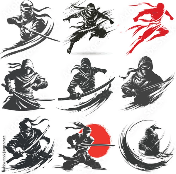 Obraz Ninja Shadow siluate Vector silhouette, graphic