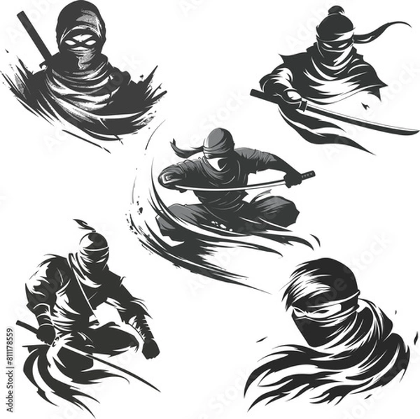Fototapeta Ninja Shadow siluate Vector silhouette, graphic