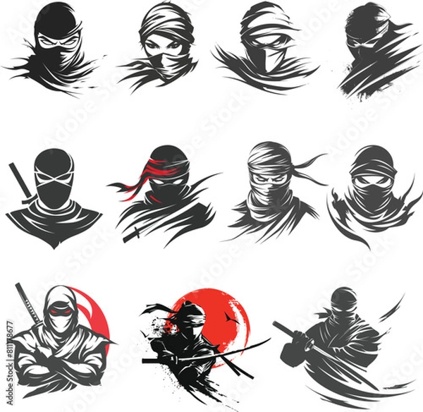 Fototapeta Ninja Shadow siluate Vector silhouette, graphic