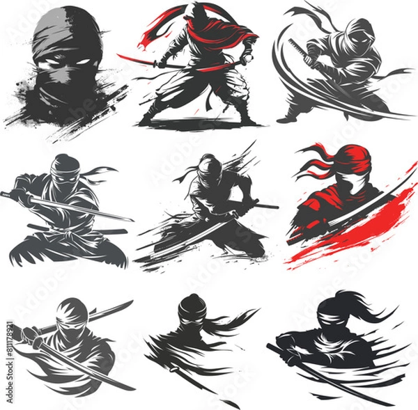 Obraz Ninja Shadow siluate Vector silhouette, graphic