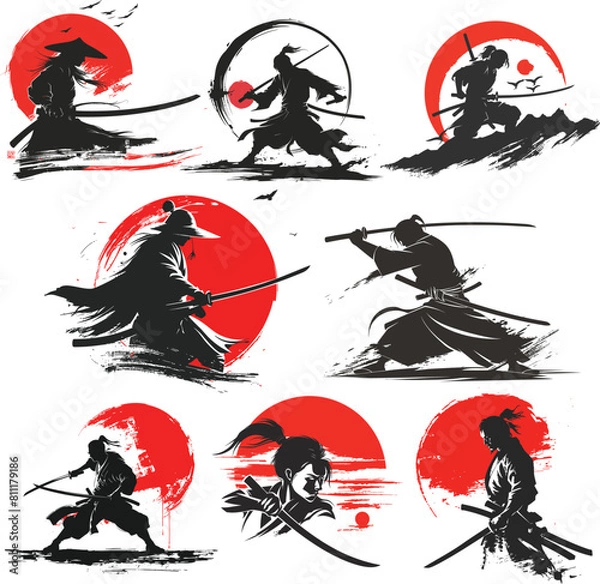 Obraz Samurai Shadow siluate Vector silhouette, graphic