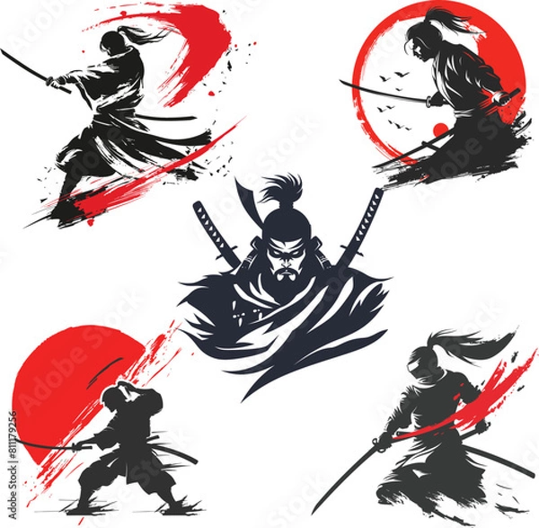 Obraz Samurai Shadow siluate Vector silhouette, graphic