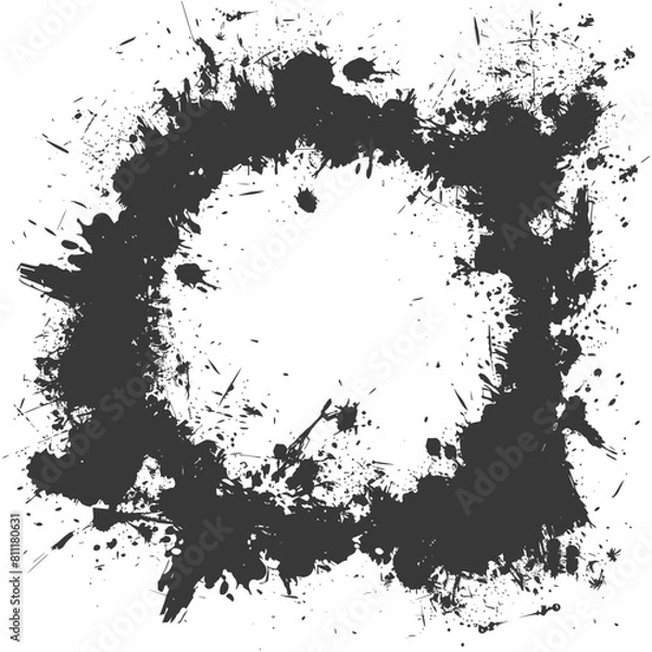 Fototapeta Silhouette Stencil frame dirty texture hearth border black color only