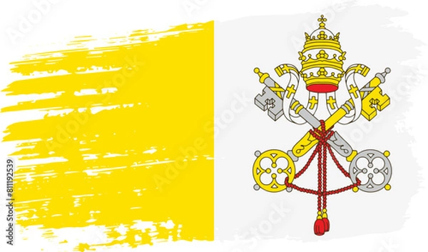 Fototapeta Vatican flag, wide brush stroke on transparent background vector