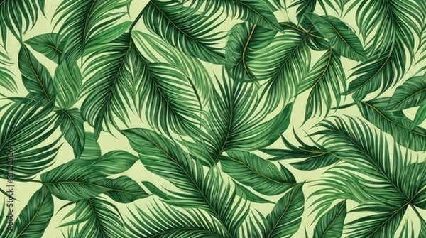 Fototapeta Tropical green leaves background