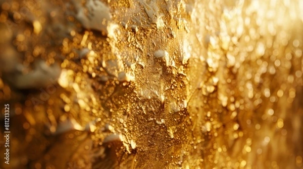 Obraz Artistic shot of a golden textured wall, capturing the intricate patterns and radiant shine for luxury branding