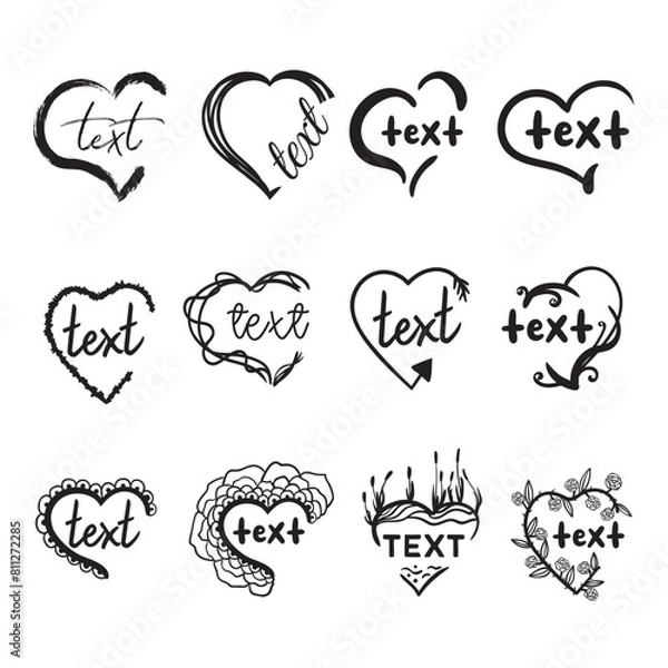 Fototapeta Heart SVG, Your Text Heart svg, Doodle Heart, Hand Drawn, Valentine Heart cut file Heart SVG Heart Bundle, Your Text Heart