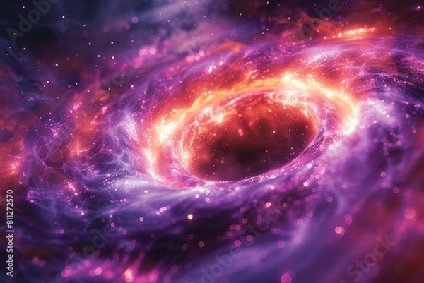 Obraz An enchanting representation of a galaxy swirl with a mesmerizing, brightly glowing core in a cosmic array of colors