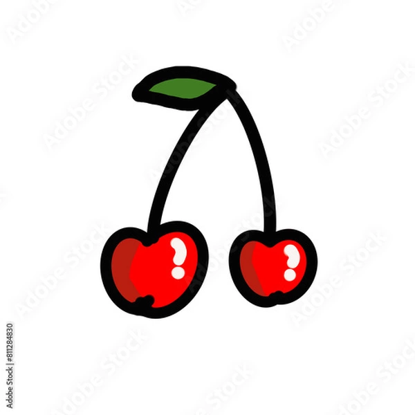 Obraz cherry with leaf