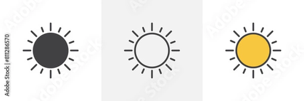 Fototapeta Daytime Sun Icon Set. Summer Sunlight Vector Symbol.
