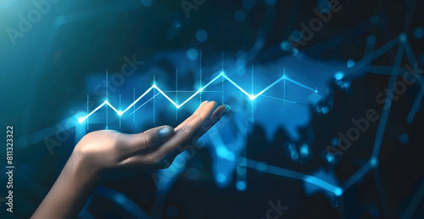 Fototapeta Business growth, boost up business or success concept, Business growth, investment profit increase, growing sales and revenue, progress or development concept, arrow graph future growth plan