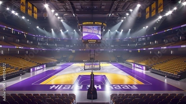Fototapeta The basketball home court , basketball Arena background, Generative Ai 