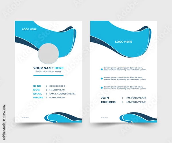 Fototapeta Vector id card template with clasp and lanyard. Modern and minimalist id card template. professional corporate id card template.