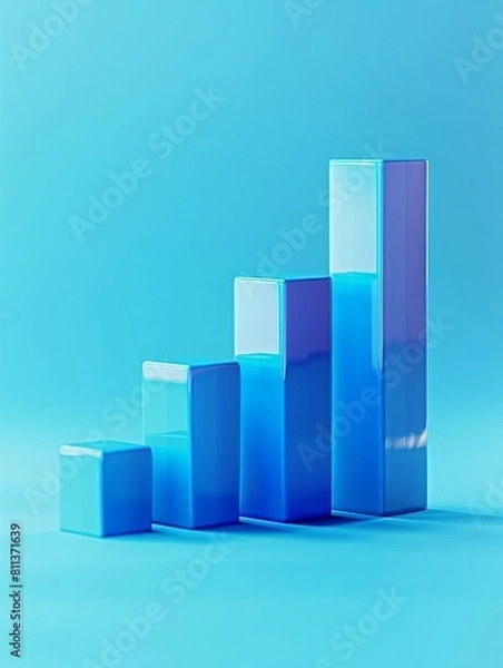 Fototapeta Incremental Increase in Remote Work Adoption Across Diverse Industries Visualized Through Stunning 3D Bar Graphs