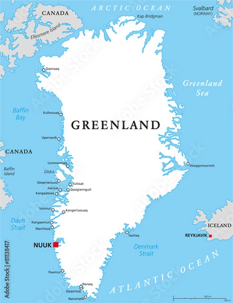 Obraz Polityczna mapa Grenlandii