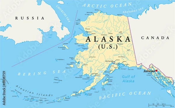 Obraz Polityczna mapa Alaski