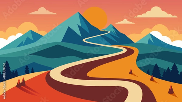 Obraz winding road mountain background cartoon vector illustration