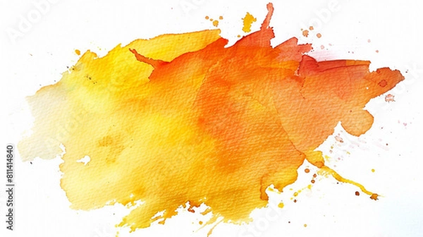 Obraz Color, yellow - orange splash watercolor hand painted isolated on white background, artistic decoration or background