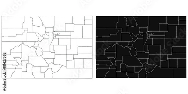 Fototapeta Colorado administrative map, Colorado outline and solid map set - illustration version