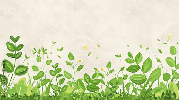 Fototapeta A fresh spring background with a field of green grass and colorful wildflowers