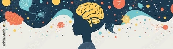 Obraz Educational psychology flat design top view learning behaviors theme cartoon drawing Analogous Color Scheme