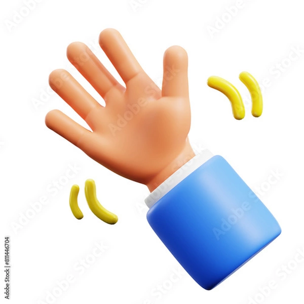 Fototapeta waving hand for greeting communication 3d icon illustration render design