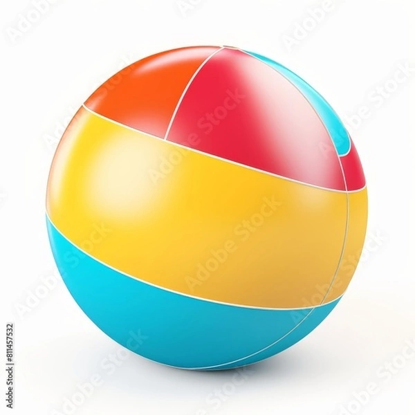 Obraz A vibrant beach ball isolated against a pure white background, Ai Generated