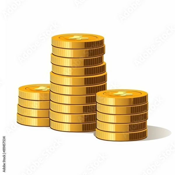 Fototapeta A clear icon showing a money silhouette with coins on a white backdrop, Ai Generated