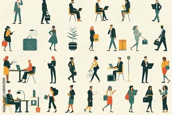 Obraz A group of individuals standing around each other in a circle, engaged in conversation or interaction. Generative AI