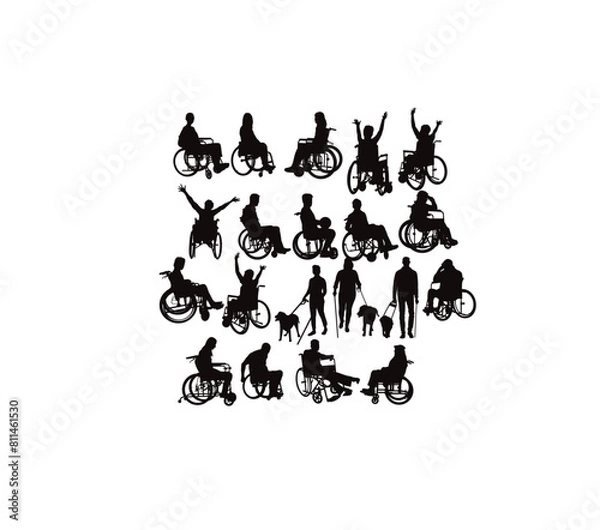 Obraz Disabled Activity Silhouettes, art vector design