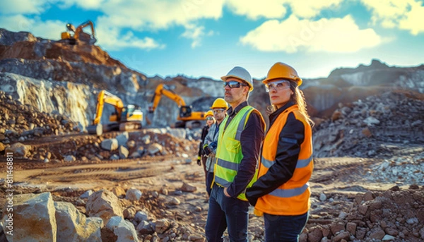 Obraz Team in construction operation. Team carrying out construction inspections.