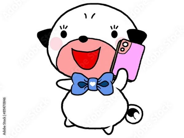 Obraz パグのスマホでおしゃべり