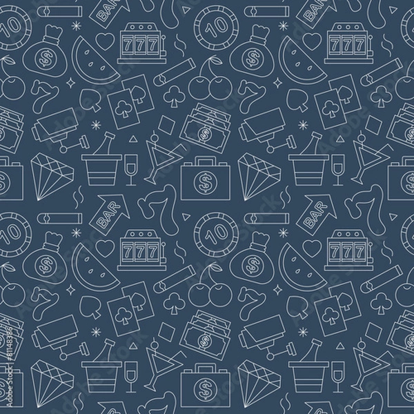Fototapeta Casino line icon pattern set