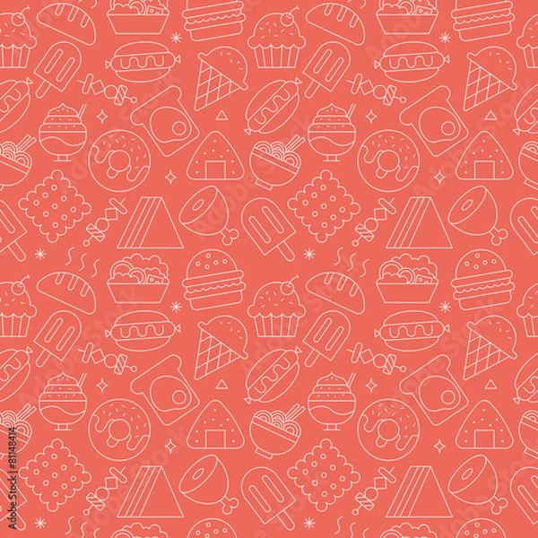 Fototapeta food line icon pattern set