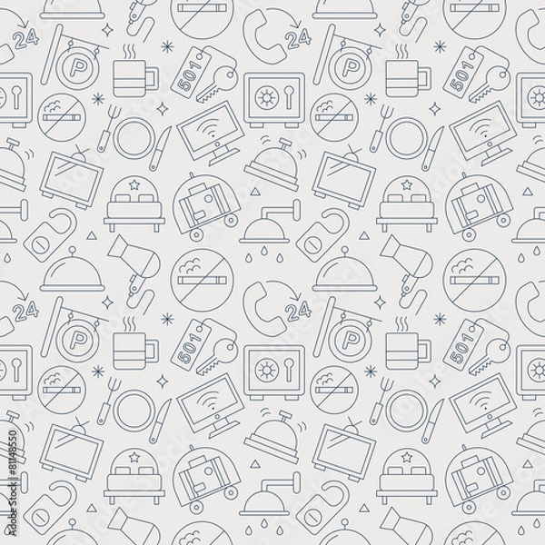 Fototapeta hotel line icon pattern set