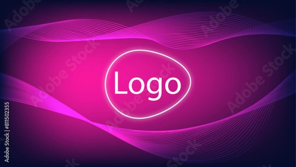 Fototapeta Background Digital technology red purple nano light backdrop, cyber nano information, abstract communication, AI innovation future tech data, internet network speed connection line dot illustration.