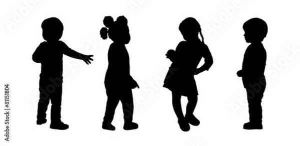 Obraz children standing silhouettes set 2