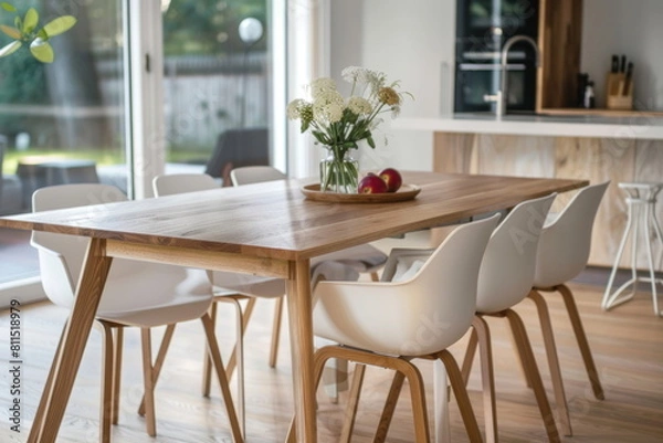 Fototapeta dining table, home interior design of modern
